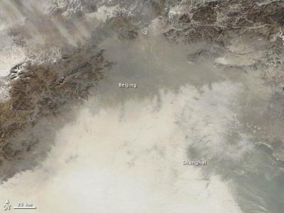Air pollution satellite image over Beijing/Courtesy NASA