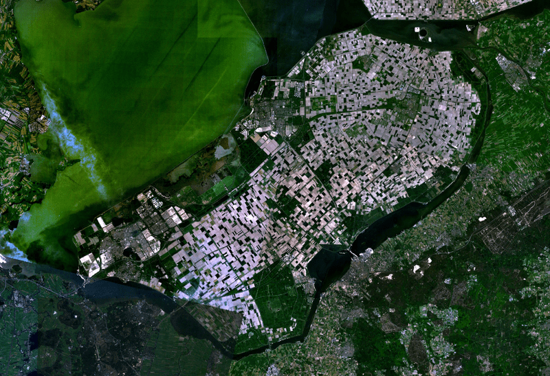 Satellite view of South Flevoland, The Netherlands