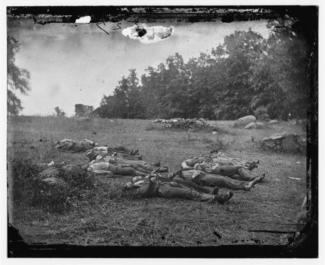 Civil War dead in the Wheatfield near the Emmitsburg Road, Battle of Gettysburg, July 2 1863