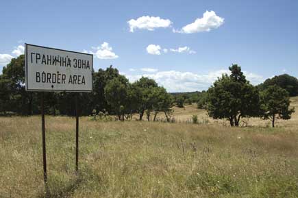 Green Belt in Bulgaria: crossing sign near the Turkish border