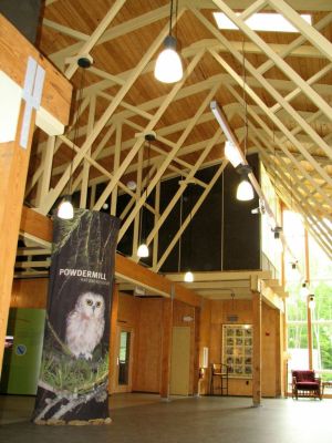 Interior of the renovated Nature Center at Powdermill. It is LEED Silver