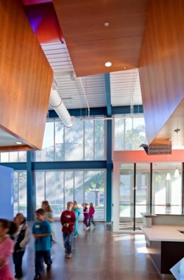 Entrance area with bird-friendly fritted glass