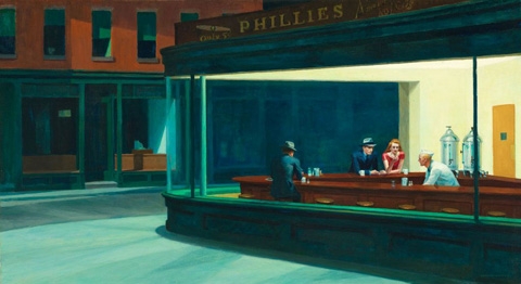 Edward Hopper "Nighthawks," Art Institute of Chicago, all rights reserved.
