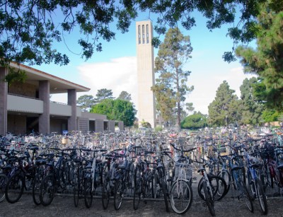 No, it's not Amsterdam. The UC Santa Barbara bicycle "parking lot." UCSB ranks #1 in 2013 Cool Schools Survey. Photo courtesy of Jonas Krant.