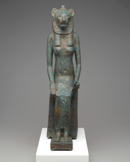 Divine Felines exhibition: Seated wadjet, late Egypt. Collection of the Brooklyn Museum
