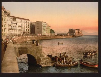 A photomechanical print of Via Partenope Street, Naples Italy published between 1890 and 1900 Library of Congress