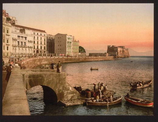 A photomechanical print of Via Partenope Street, Naples Italy published between 1890 and 1900 Library of Congress