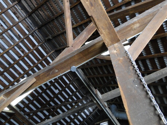 Chestnut roof beams at the PBG barn from the 1880's