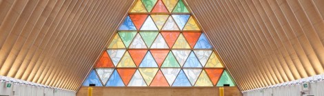 Cathedral in Christchurch New Zealand, made of paper tubes, was built after the earthquake and opened in 2013.