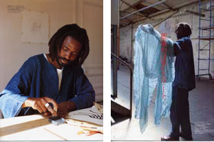 Malian-born artist-designer Aboubakar Fofana at work in his atelier