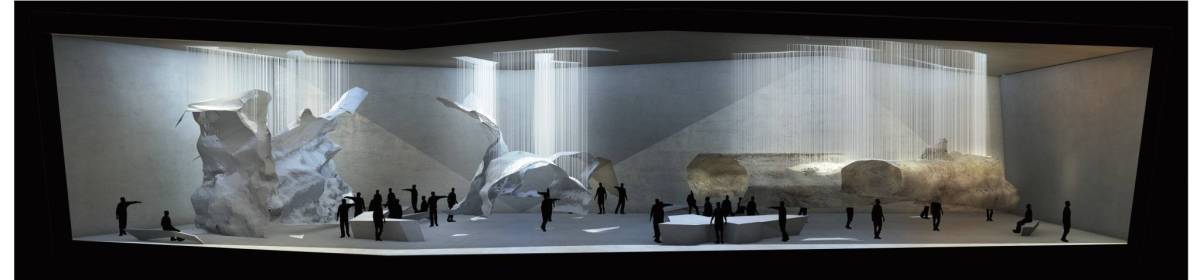 Wide shot of the visitor center. Courtesy Snohetta and Casson Mann