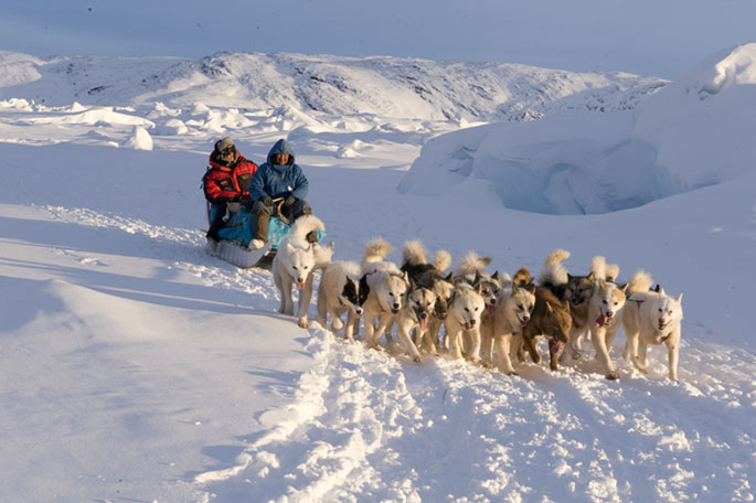 Dogsled trip to Sermeq Avanardleq, Greenland, March 12, 2008 (Courtesy of EIS)