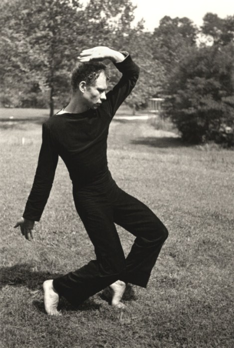 Choreographer Merce Cunningham dancing, photo by Hazel Larsen Archer, 1952-53. (Courtesy ICA Boston)