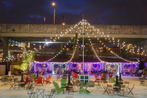 The Winterfest Lodge and Skating Rink in Philadelphia. (Story below)