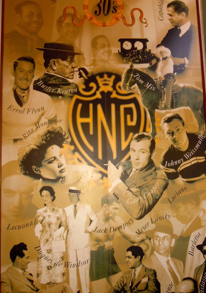A photo montage of the famous and infamous who stayed at the Hotel Nacional: Gary Cooper, Errol Flynn, Rita Hayworth, Meyer Lansky and more.