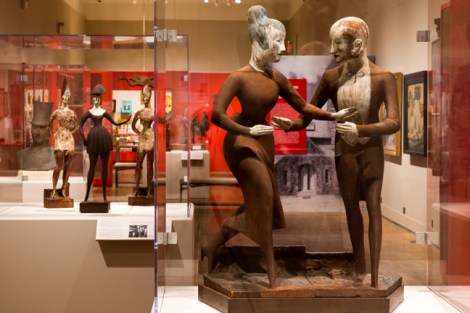 Elie Nadelman's Tango 1920-24 installed in the folk art exhibition. Courtesy of the Whitney Museum of American Art.