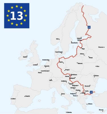 Eurovelo Route 13, the Iron Curtain Trail . Map courtesy of Eurovelo.
