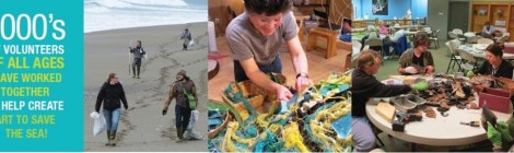 Kids and grownups help make the sculptures for Washed Ashore. Courtesy of Washed Ashore.