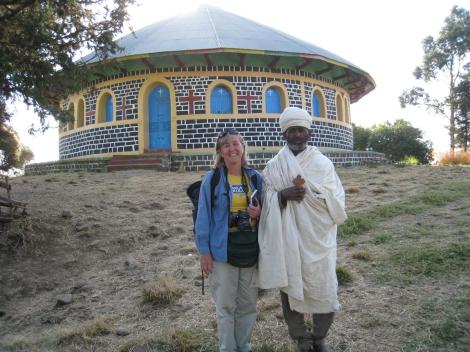 Dr Margaret Lowman with the Priest of Debresena (Ethiopia) 