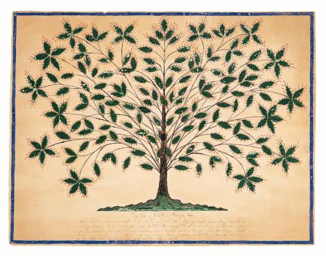 Hannah Cohoon, Tree of Life or Blazing Tree (Shaker) 1845