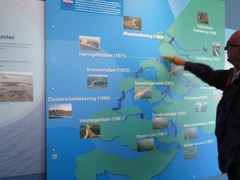 A map outlines the extensive barrier systems in place in the Netherlands known as the Delta Works. (Bobbie Faul-Zeitler, CC 3.0)
