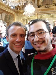 M'Seddi with French President Macron. Photo by M'Seddi