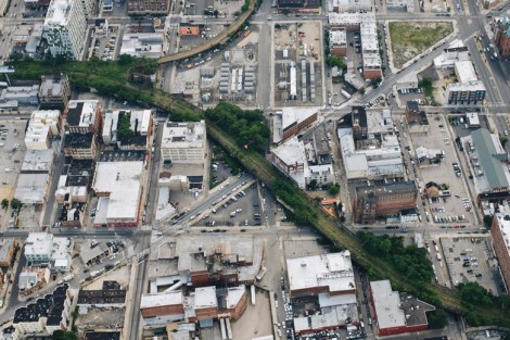 Philadelphia's Railpark aerial rendering. Courtesy of Friends of the Rail Park