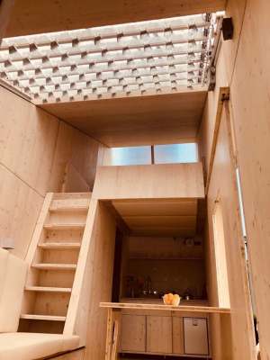 Steps up to the sleeping loft