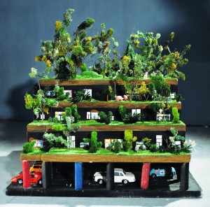 Model of the Terrace House, another Hundertwasser design