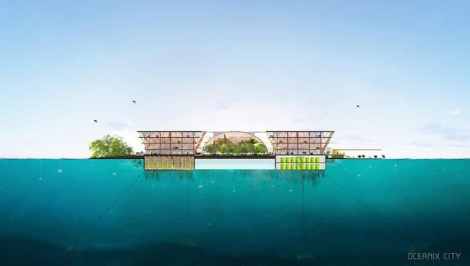 Oceanix and BIG (Bjarke Ingels Group) envision a floating city made of interlocking modules.