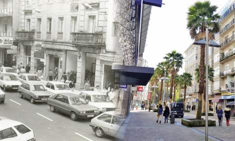 Centro de Pontevedra, Calle Mellado, before and after. Courtesy of Concello de Pontevedra.