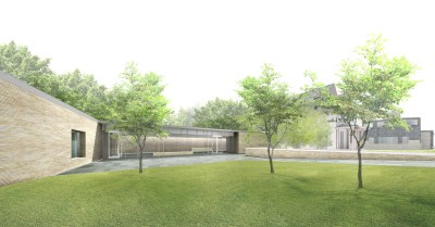 Schematic for planned studio/visitor center. Courtesy of John Ronan Architects